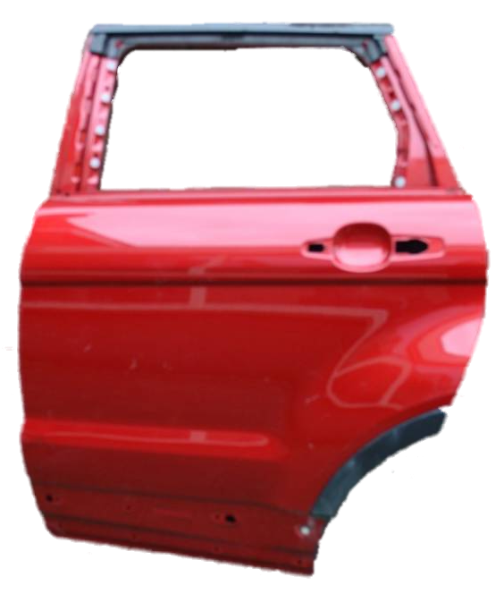Red Evoque Parts door shell for vehicle replacement with window frame and handle opening