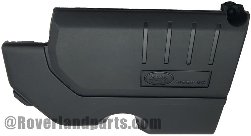 Black Discovery Sport parts engine cover with Land Rover branding for vehicle protection