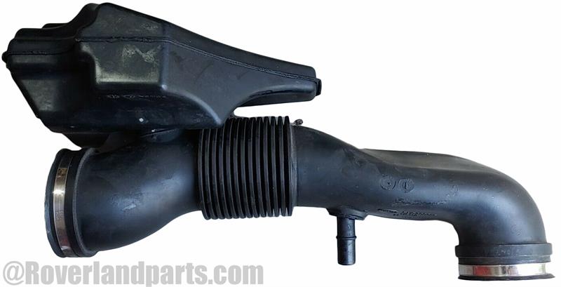Land Rover LR3 and LR4 Parts Engine Air Intake tube with black plastic housing and connectors