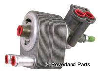 LR3 Engine Oil Cooler part with metal cooling fins and multiple connectors