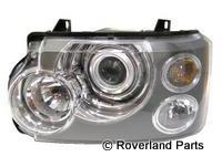 Range Rover headlight assembly with clear lens and multiple bulb compartments