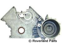 Range Rover Lower Timing Chain Covery Assembly metal engine part with circular pulley