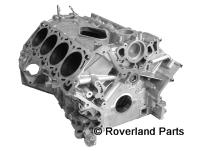 Range Rover engine block part in silver metal for vehicle repair and maintenance