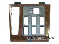 Range Rover Window Switch Cover in wood grain finish for interior vehicle panel replacement