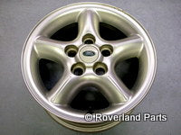 Silver Range Rover wheel rim part RRC112820 with five spokes and central lug holes