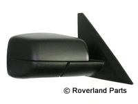 Range Rover side view mirror replacement part in black with mounting base