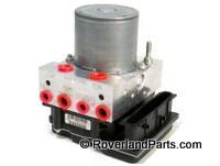 Range Rover Brake System component with metal hydraulic unit and multiple red ports