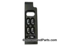 Black replacement interior door switch panel with four buttons and trim opening for Land Rover Freelander
