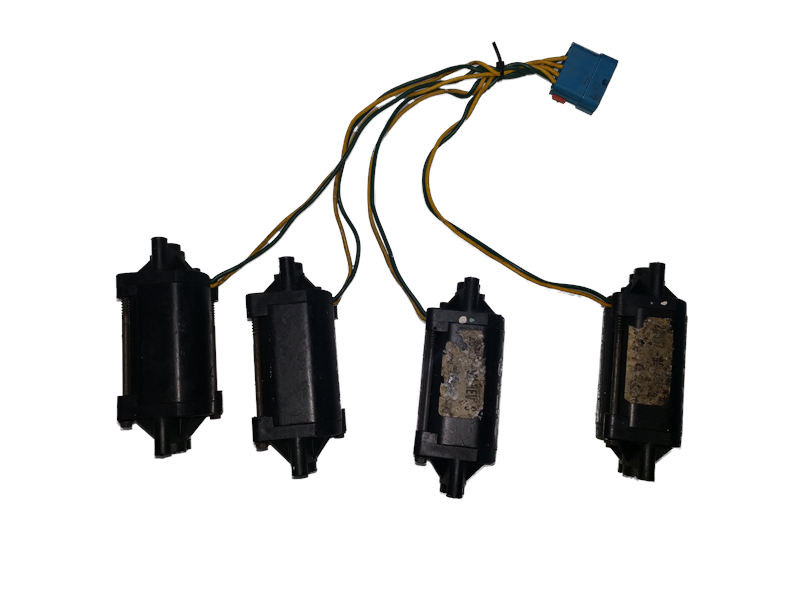Black seat motor with wiring and blue connector for automotive discovery parts