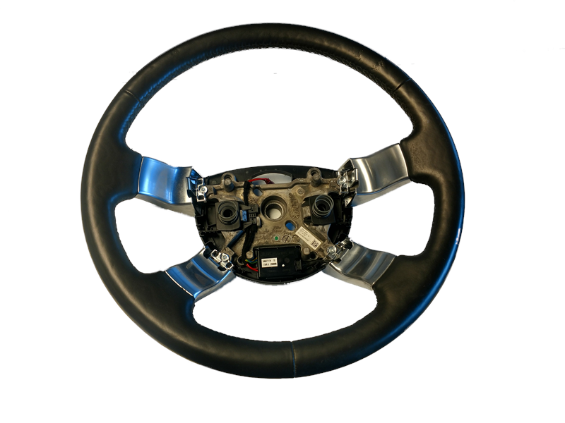 Range Rover steering wheel with black leather and metallic accents without airbag module