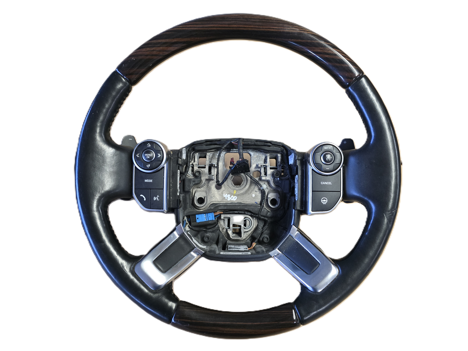 Roverland Parts Car Steering Wheel with Wood Trim and Integrated Controls for Vehicle Upgrades