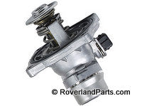 Range Rover thermostat replacement part in silver metal for engine cooling system