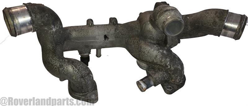 Land Rover Range Rover Parts Thermostat Housing with multiple hose connections and metal fittings