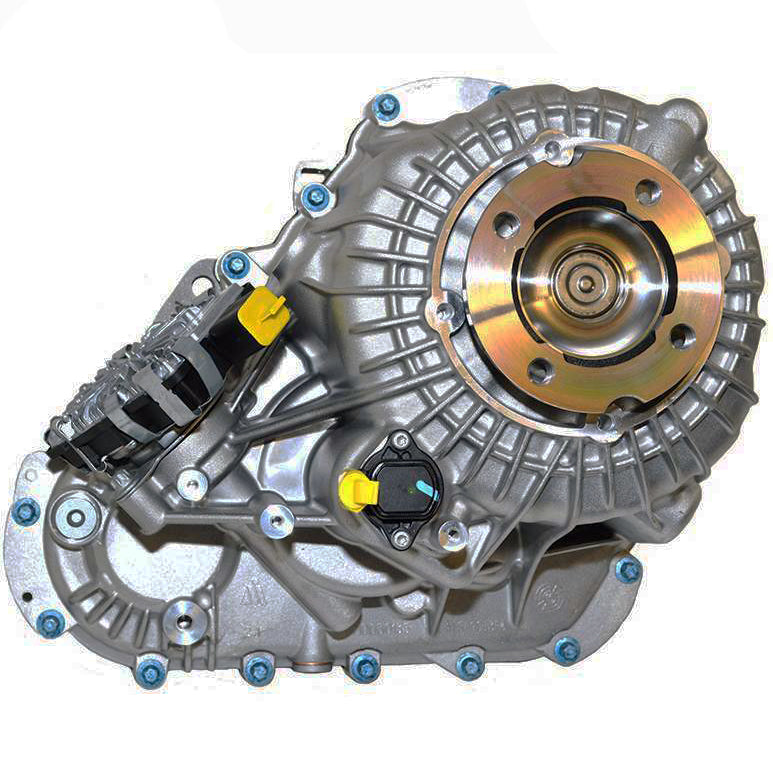 Land Rover Range Rover Parts transfer case assembly in metallic silver with bolts and connectors