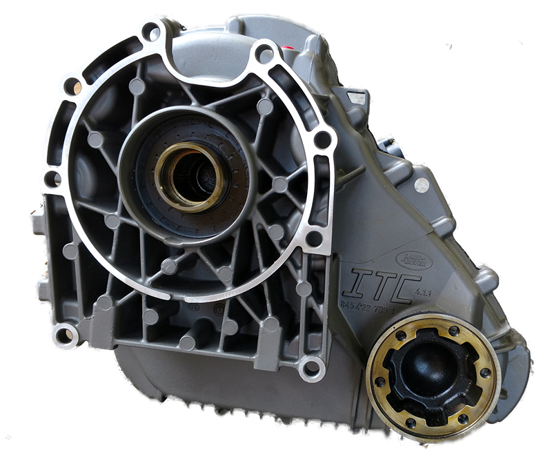 Range Rover Transfer Case part in metallic grey with detailed gears and housing components