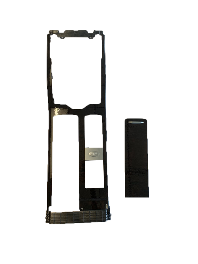 Black Range Rover Parts trim panel components with detailed cutouts and logo badge