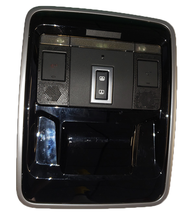 Black Range Rover Parts Overhead Console with control buttons and light panel for interior roof