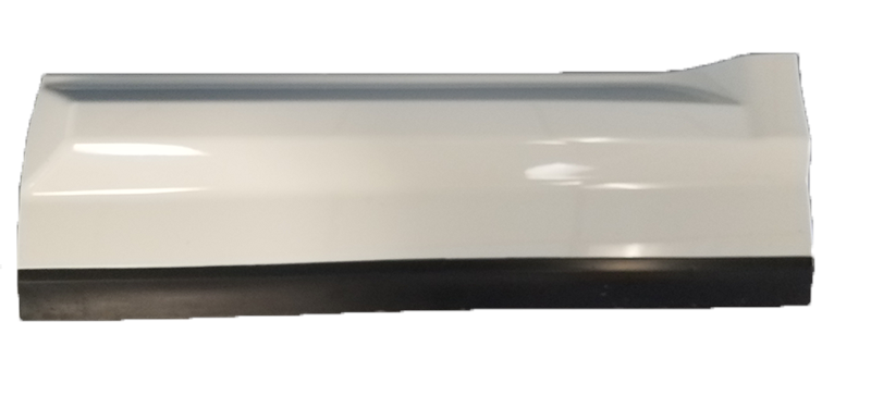 White LR2 Parts vehicle side panel with black lower section moulding for exterior repair