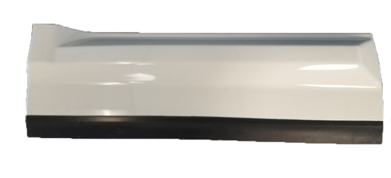 White LR2 Parts vehicle door panel with black lower moulding strip replacement component