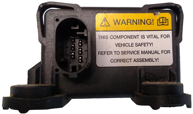 Black LR2 Parts Yaw Sensor with warning label for vehicle safety and correct assembly